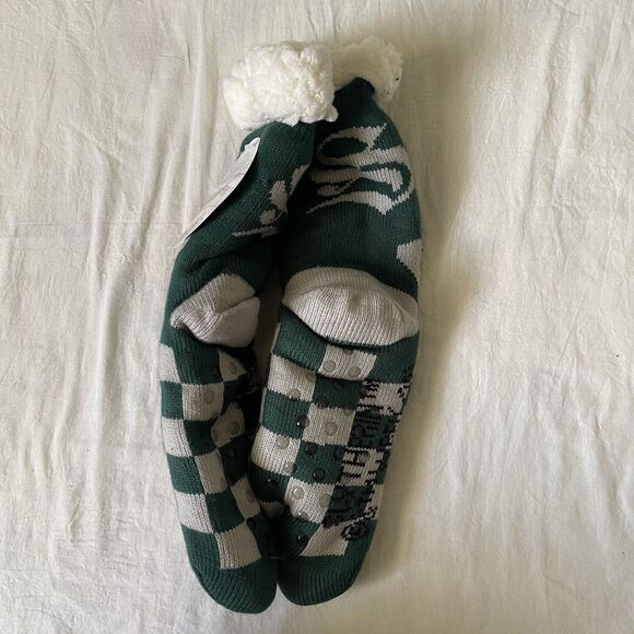 Harry Potter Wizarding World Green Sherpa-Lined Non-Slip Grippers Socks One Size - Picture 4 of 6